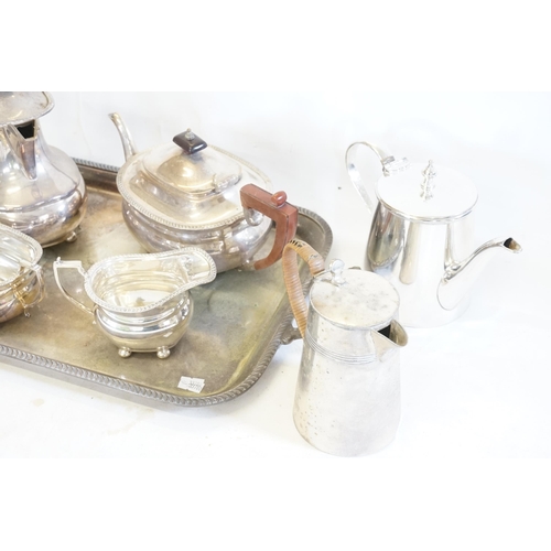 115 - A Four Piece Silver Plated Tea Set, Coffee Pot, Hot Water Jug & Tray.