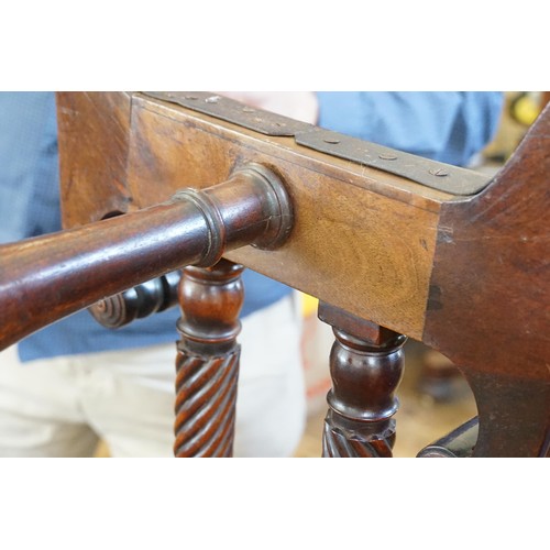 492 - A Regency design Drop-Flap Mahogany Sofa Table fitted with Two Drawers & on Castors. Measuring: 145c... 