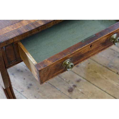 492 - A Regency design Drop-Flap Mahogany Sofa Table fitted with Two Drawers & on Castors. Measuring: 145c... 