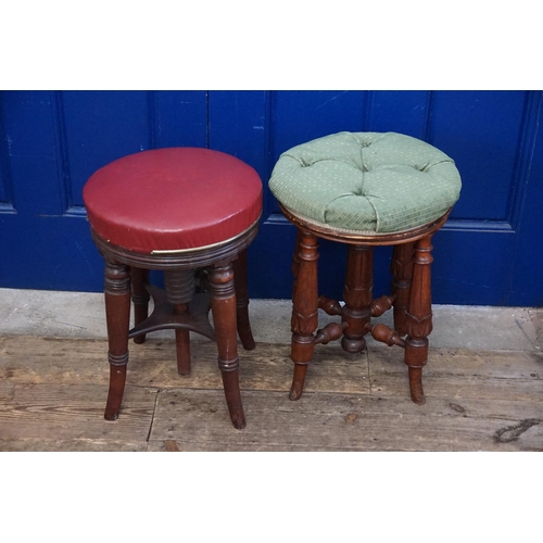 501 - A Victorian Mahogany Music Stool with Adjustable Seat & Turned legs & one other.