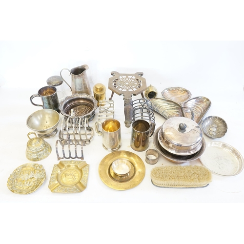 121 - A Silver Topped Scent Bottle, Silver Plated Toast Racks, Trivet, Muffin Dish, etc.