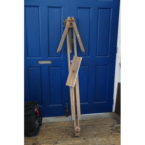 337 - A Teak Folding Easel with Metal mounts.