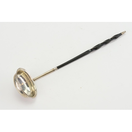 55 - A Silver coloured Crown Toddy Ladle with a horn Handle in Box.