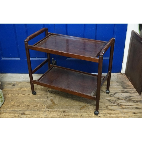 467 - A 1960s Flame Mahogany Possibly Danish Two Tier Tea Trolley.