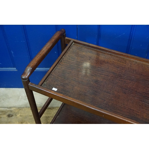 467 - A 1960s Flame Mahogany Possibly Danish Two Tier Tea Trolley.