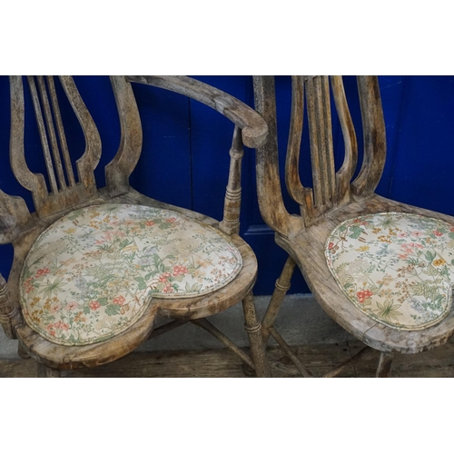 468 - Two Lyre Backed Occasional Chairs resting on turned legs.