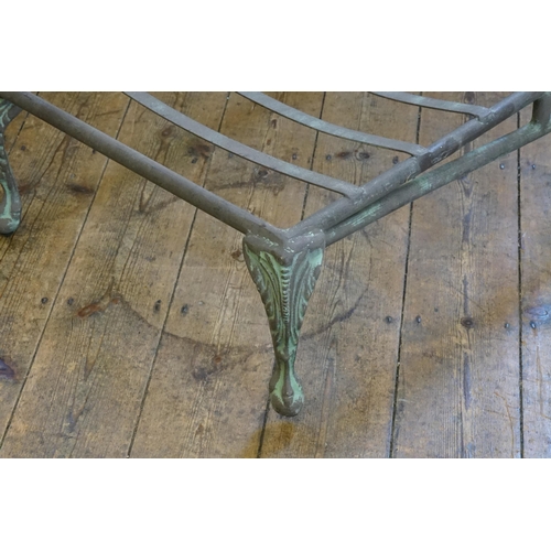 587 - A Vintage French Metal Twin Sun Lounger with Adjustable Back Rests resting on Claw & Ball Feet. Meas... 