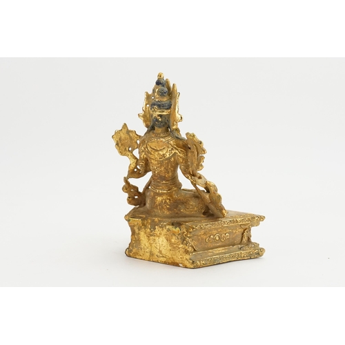 341 - A Gilt Metal Study of the Enlightened Buddha with slight colouring. Measuring: 17cms High.