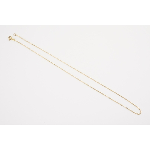 162 - A 9ct Gold Bar Link Chain. Length 49cms. Weight: 2g.