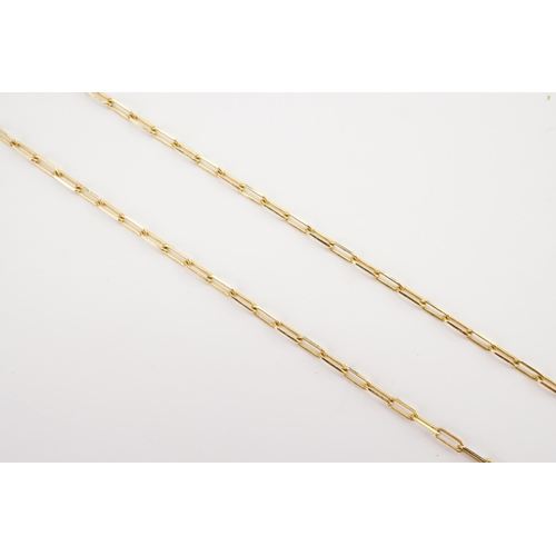 162 - A 9ct Gold Bar Link Chain. Length 49cms. Weight: 2g.