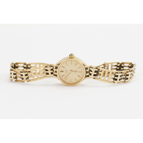 210 - A Ladies Rotary Wristwatch on a 9ct Gold strap and case. Total weight including mechanism: 12.5g.