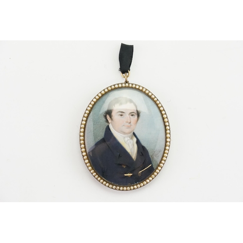 348 - A Rare 1820 George IV James Warren Childe miniature painting of Thomas Leyland (c. 1752–1827) of Liv... 