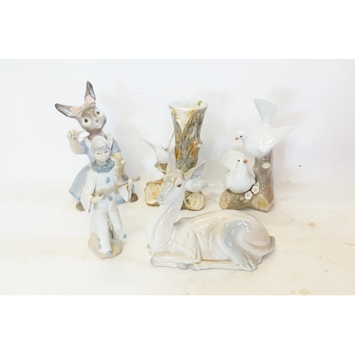 765 - A Collection of Five Spanish Porcelain studies to include a Deer, Rabbit, Birds & a Banjo Player (AF... 