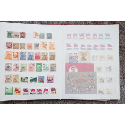 255 - A Collection of Chinese Stamps from various periods contained in a Red Silk Case.