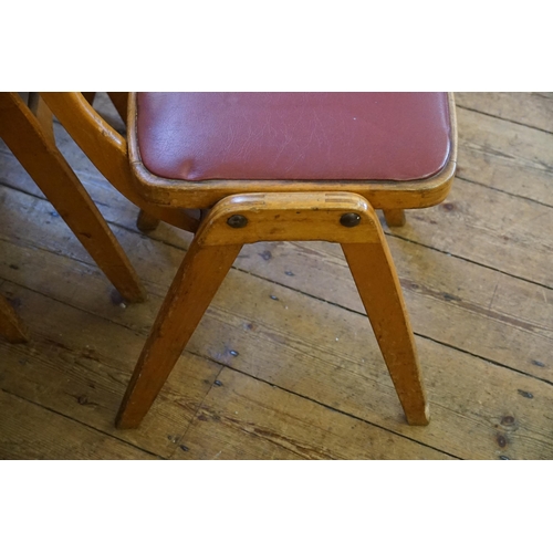 538 - A Set of 8 Plywood & Jointed Kitchen Chairs in the 1950s style with Rexine Seats & Metal Studs.