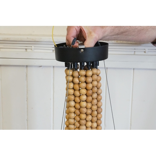 750 - A Large 1960s design Ceiling Light hung with Wooden Beads.