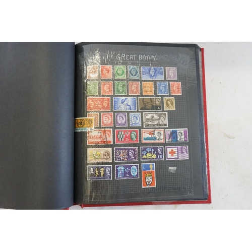 254 - A Barclays Red Cloth Covered Stamp Album & Contents.