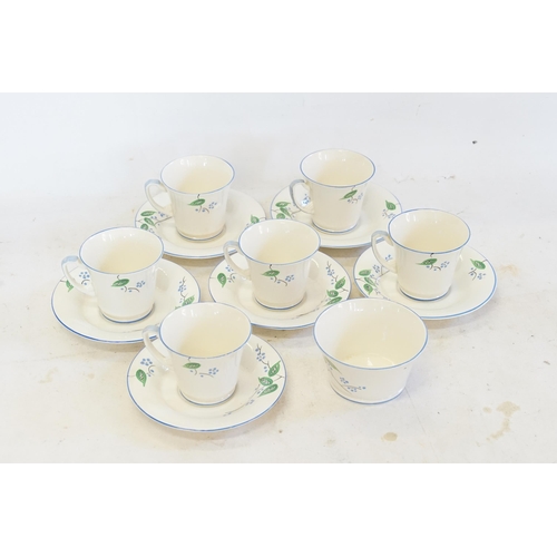 363 - A Crown Devon art deco part coffee set, hand painted with stylised forget-me-nots and foliage compri... 