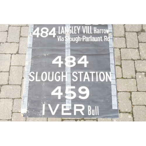 381 - A 1940s/1950s London Bus revolving route sign for Slough, Windsor, Coinbrook, Britwell, Farnham Road... 