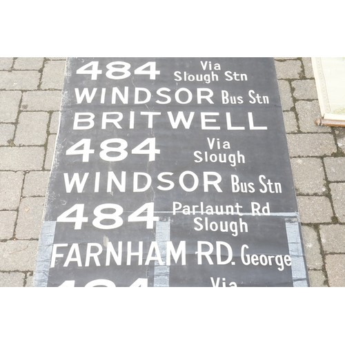 381 - A 1940s/1950s London Bus revolving route sign for Slough, Windsor, Coinbrook, Britwell, Farnham Road... 