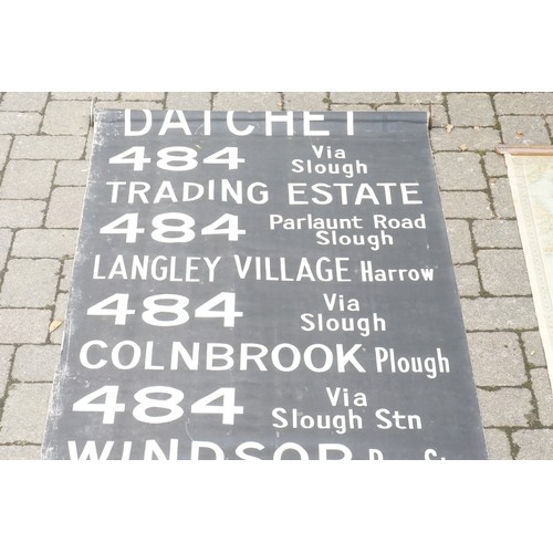 381 - A 1940s/1950s London Bus revolving route sign for Slough, Windsor, Coinbrook, Britwell, Farnham Road... 