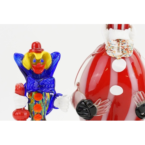 441 - Three Glass Clown Ornaments to include a Glass Decanter & Stopper.