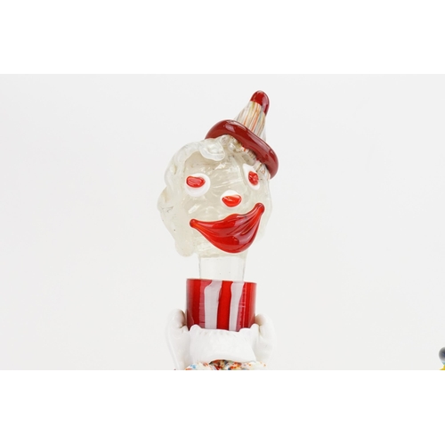 441 - Three Glass Clown Ornaments to include a Glass Decanter & Stopper.