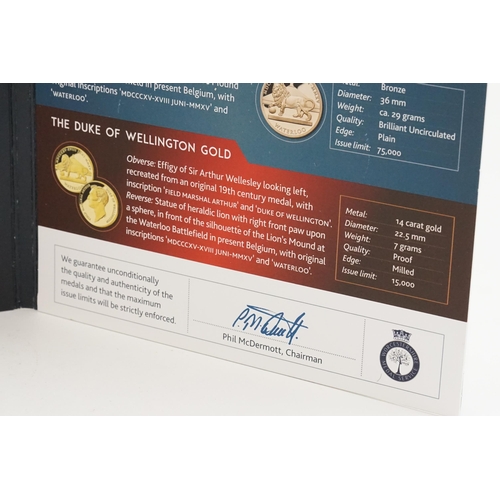 230 - A 2015 6 piece coin set, for the Battle of Waterloo 1815-2015, this coin set contains five bronze ca... 