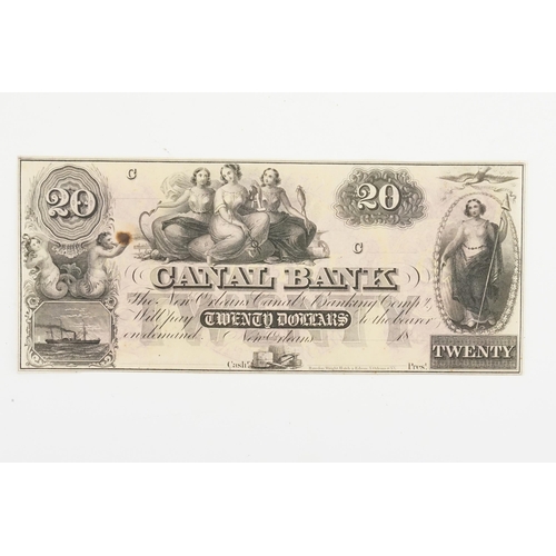 250 - A 1800s $20 Canal Bank New Orleans, LA Remainder Note.