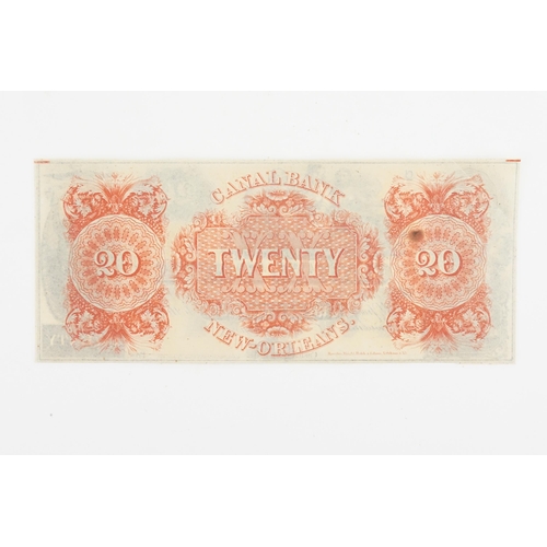 250 - A 1800s $20 Canal Bank New Orleans, LA Remainder Note.