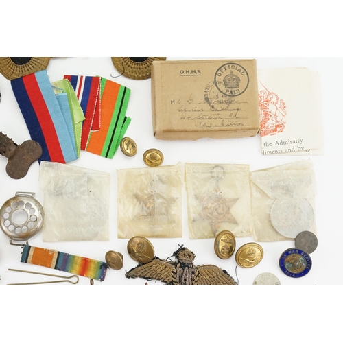 613 - A collection of medals awarded to Mr D Stevenson, to include defence medal, 1939-1945 star, Atlantic... 