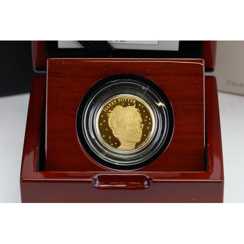 232 - A Harry Potter 2022 1/4oz Gold Proof £25 Coin Royal Mint 25th Anniversary, contained in box with cer... 