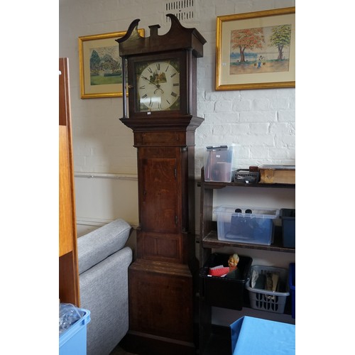 276 - A Late Georgian Oak & Cross Banded Long Case Clock fitted with a Painted Face & Chaptering, Swan Nec... 