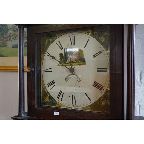 276 - A Late Georgian Oak & Cross Banded Long Case Clock fitted with a Painted Face & Chaptering, Swan Nec... 