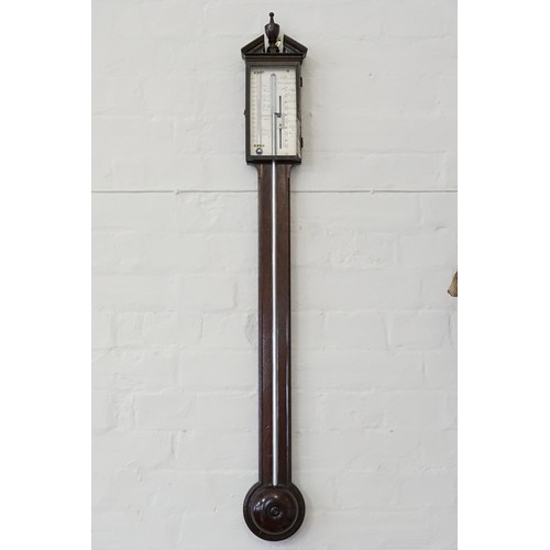 744 - An Antique Georgian Stick Barometer with a nickel silver face by 