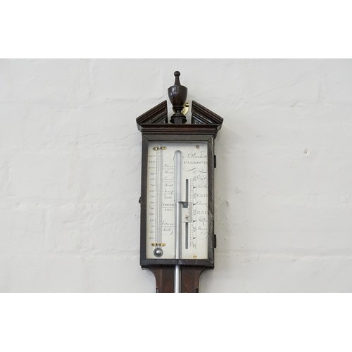 744 - An Antique Georgian Stick Barometer with a nickel silver face by 