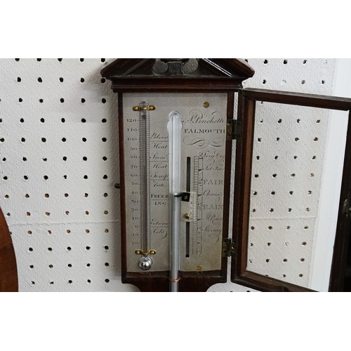 744 - An Antique Georgian Stick Barometer with a nickel silver face by 