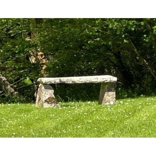 582 - Two Antique Saddle Stones & a Stone Slab to make a Bench. Measuring: 140cms x 46cms.