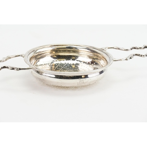 14 - A Large 1753 George II, London Silver Tea Strainer with a pierced pattern to base, full English hall... 