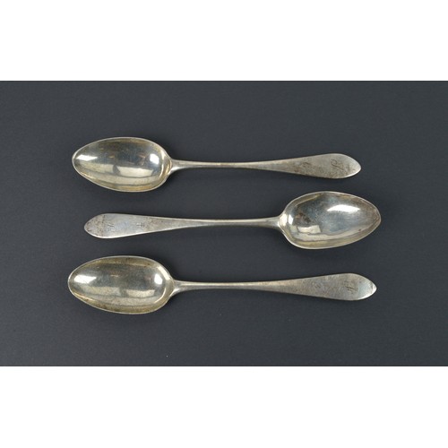 21 - A Set of Three Scottish Provincial Celtic Point Tea Spoons, numbered 3, 4 & 6. Makers Mark: Patrick ... 