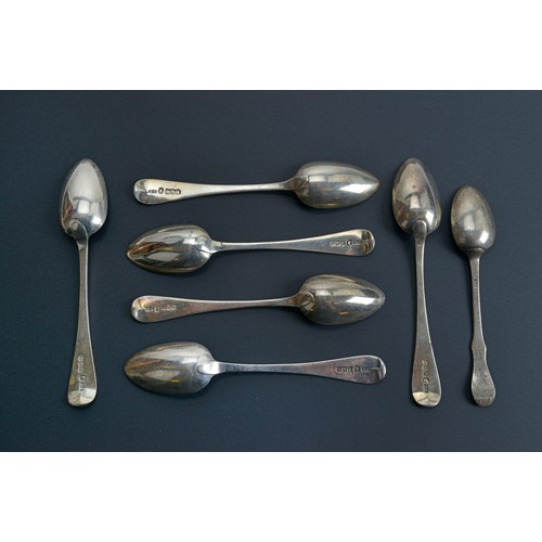 22 - A Set of Six Bright Cut Silver Tea Spoons. Edinburgh F. Maker DT. Along with a Scottish All Oar patt... 