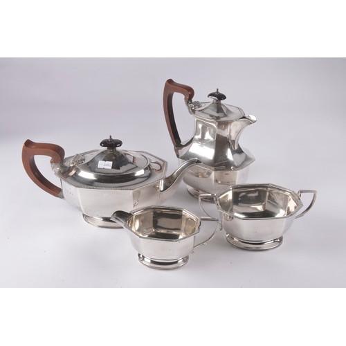 35 - A Four Piece Silver Tea Set with Beaded Decoration in the Georgian Style, Maker: Atkin Brothers. Wei... 