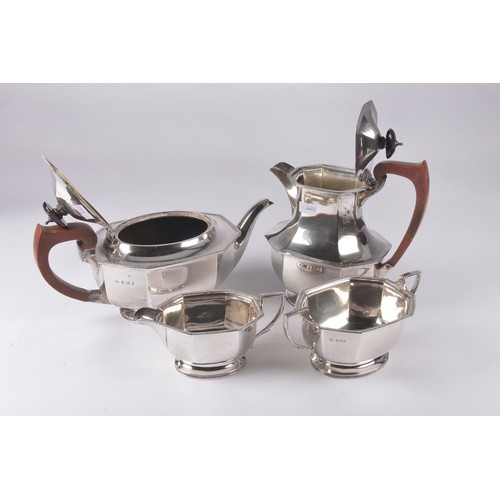 35 - A Four Piece Silver Tea Set with Beaded Decoration in the Georgian Style, Maker: Atkin Brothers. Wei... 