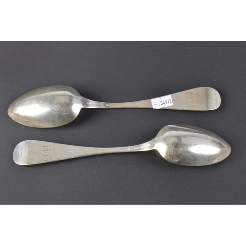 39 - A Pair of American Old English Table Spoons with the initials E B L By 