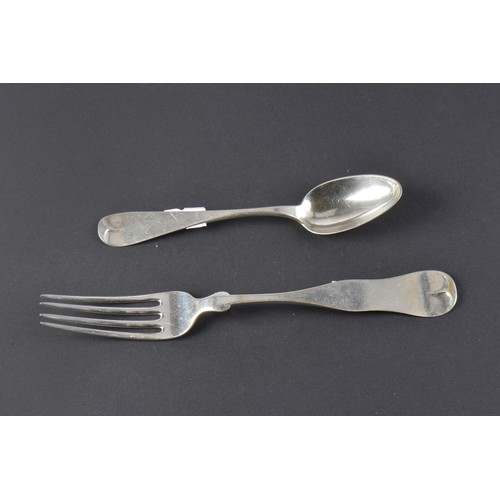 40 - An American Old English Tea Spoon & a Similar Fork with the initials E B L to H L L By 