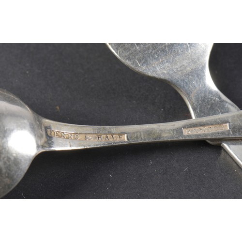 40 - An American Old English Tea Spoon & a Similar Fork with the initials E B L to H L L By 