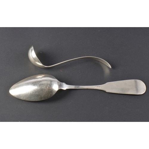 42 - A Continental Silver Table Spoon & an American Horseradish Spoon. Weighing: 60 grams.