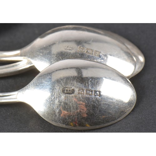 44 - Two Georgian Silver Tea Spoons & modern Silver Coffee Spoons. Weighing: 53 grams.