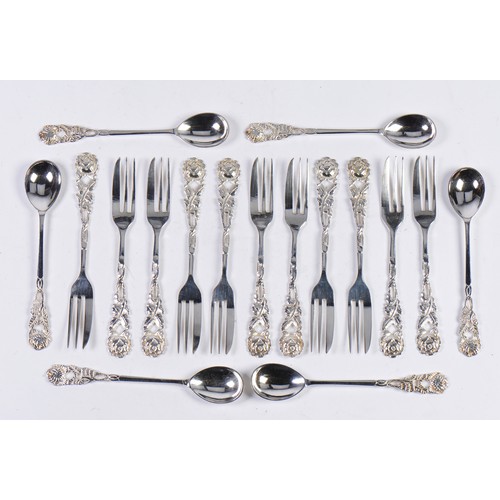 64 - A Collection of Silver (800) marked Spoons & Forks. Weighing: 277 grams.