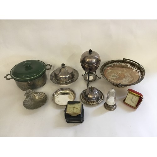 72 - A Silver mounted Sugar Castor, an Egg Coddler & Various Silver Plated items.